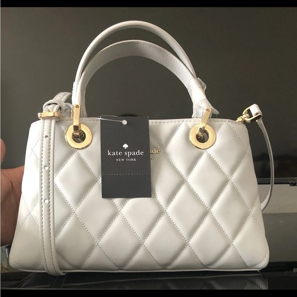 Kate Spade Carey Small Quilted Sullivan Satchel Meringue Off White NWT - Picture 2 of 16